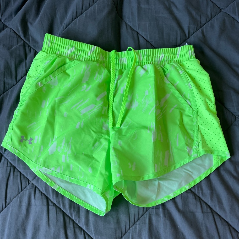 Neon green athletic shorts